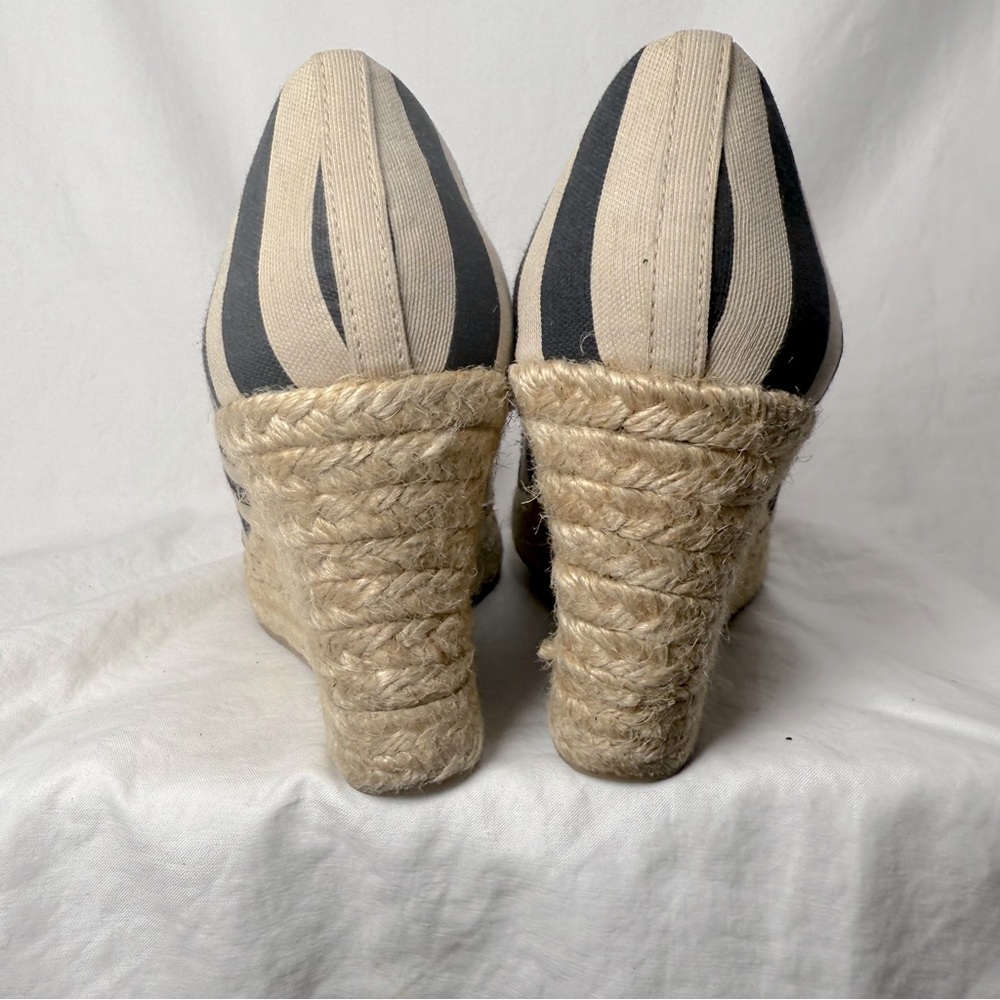 J. Crew Black and Cream Espadrille Wedges